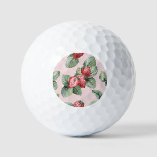 Summer Ripe Strawberries: Watercolor Pink Golf Balls