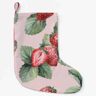 Summer Ripe Strawberries: Watercolor Pink Small Christmas Stocking