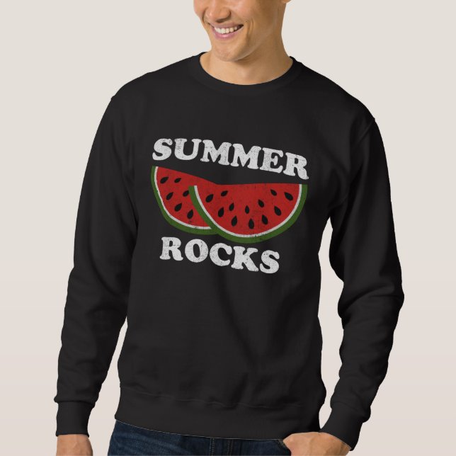 Summer Rocks  Watermelon Retro Cute Watermelons Sweatshirt (Front)