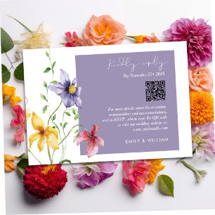 Summer Romantic Floral Meadow Stylish Wedding RSVP Card