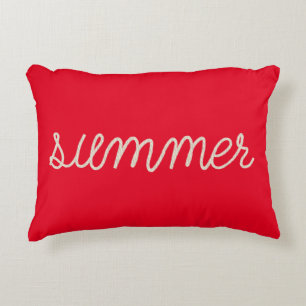 summer rope text on red decorative cushion