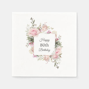 Summer Rose Garden Floral Birthday with Age Napkin