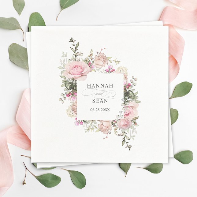 Summer Rose Garden Floral Wedding Napkin (Creator Uploaded)