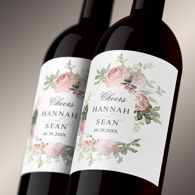 Summer Rose Garden Personalised Wedding Wine Label (Creator Uploaded)