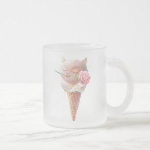 Summer Rose Ice Cream Frosted Glass Coffee Mug