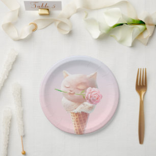 Summer Rose Ice Cream Paper Plate