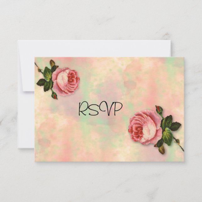 Summer Rose Wedding Reception RSVP Invitation (Front)