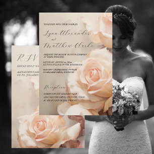Summer Roses Elegant Wedding and RSVP Invitation