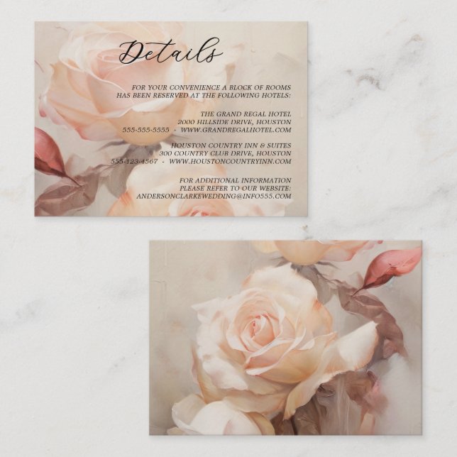 Summer Roses Elegant Wedding  Enclosure Card (Front/Back)