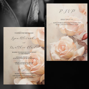 Summer Roses Elegant Wedding With RSVP Invitation
