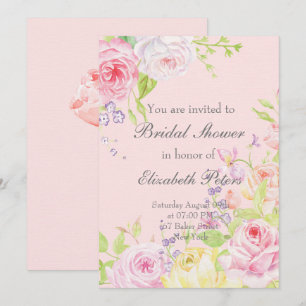 Summer Roses Flowers Bridal Shower Invitation