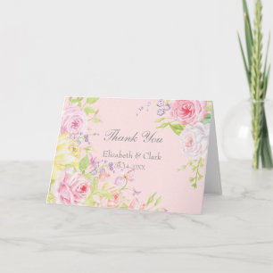 Summer Roses Flowers Wedding Thank You Card