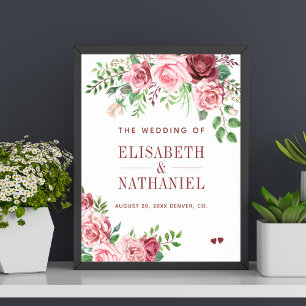 Summer roses garden wedding welcome sign