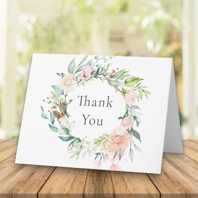 Summer Roses Garland Thank You Card (Summer Roses Garland Thank You Card)
