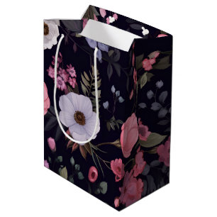Summer Roses On Black Medium Gift Bag