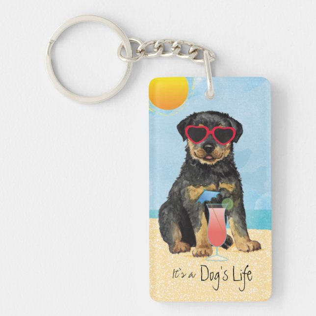 Summer Rottweiler Key Ring (Front)