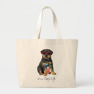 Summer Rottweiler Large Tote Bag