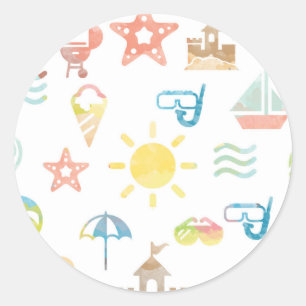 Summer Round Sticker - Classic Glossy Sticker