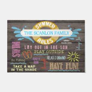  Summer Rules Personalised Mat, Pool Family  Doormat
