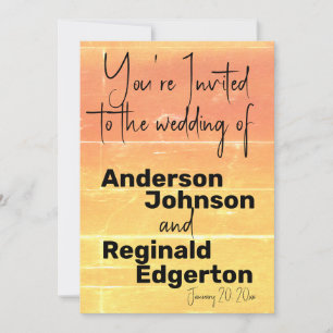 Summer Rustic Casual Yellow Peach Wedding Invitation