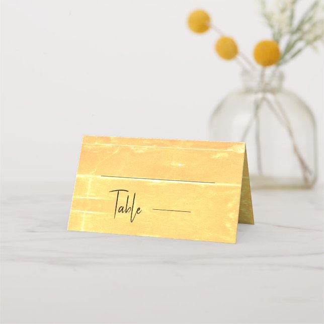 Summer Rustic Casual Yellow Peach Wedding Place Card (Front)