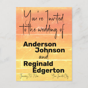 Summer Rustic Casual Yellow Peach Wedding Postcard