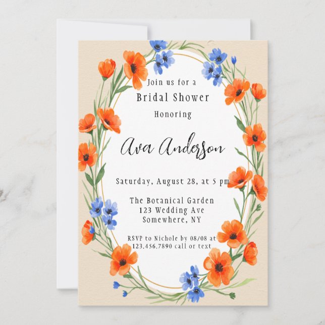 Summer’s Embrace Wildflower Bridal Shower Invitation (Front)