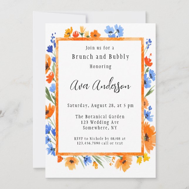Summer’s Embrace Wildflower Brunch & Bubbly Invitation (Front)