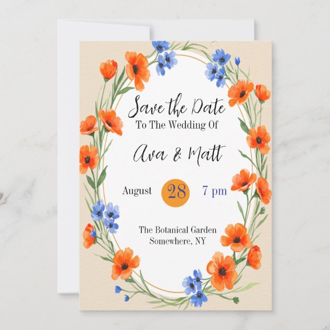 Summer’s Embrace Wildflower Save the Date Invitation (Front)