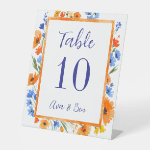 Summer’s Embrace Wildflower Wedding Table Number Pedestal Sign