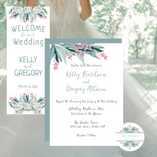Summer Sage Floral Wedding Invitation