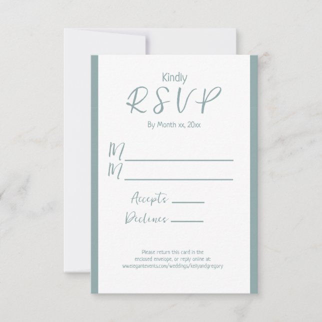Summer Sage Wedding Reply RSVP Card (Front)