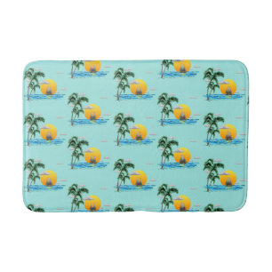 Summer Sailboat Sunset Nautical Coastal Bath Mat
