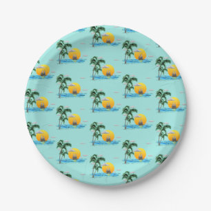 Summer Sailboat Sunset Nautical Coastal Paper Plate