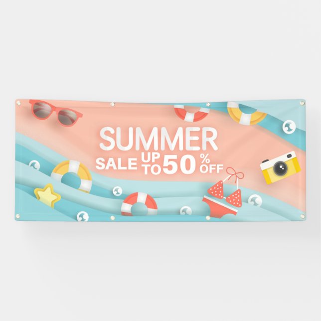 Summer Sale Beach Shop 50% Off Sale  Banner (Horizontal)
