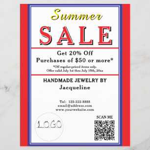 Summer Sale Red White Blue Heart Flyer