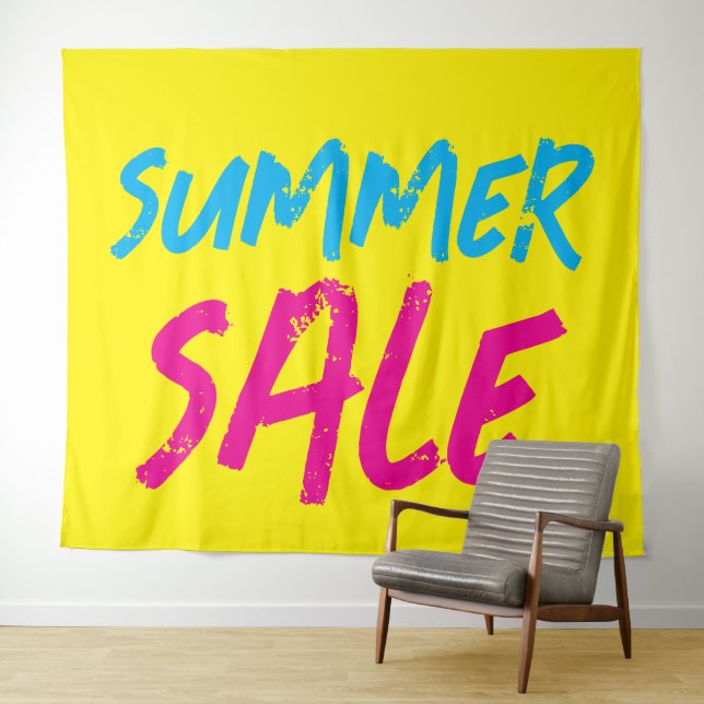 Summer Sale Sign, Retail Store Sale Banner, Large Tapestry (In Situ (Horizontal))