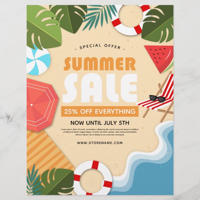 Summer Sale Store Retail Sale Discount Advert   Flyer (Front)