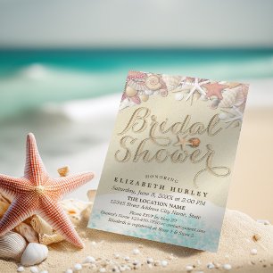 Summer Sandy Beach Wedding Bridal Shower Starfish Invitation