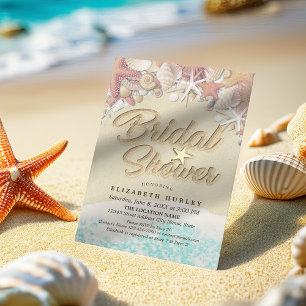 Summer Sandy Beach Wedding Bridal Shower Starfish Invitation