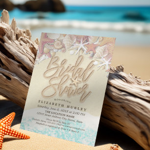 Summer Sandy Beach Wedding Bridal Shower Starfish Invitation