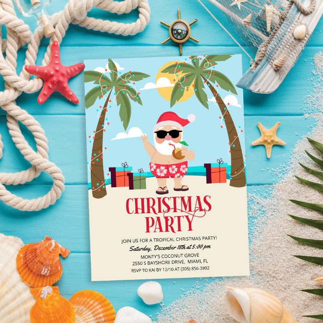 Summer Santa Christmas Party Invitation (Creator Uploaded)