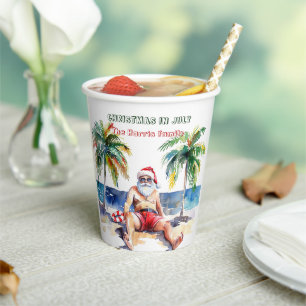 Summer Santa I Christmas In July Paper Cups