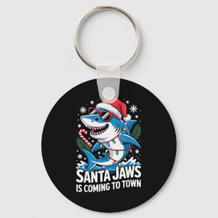 Summer Santa Jaws Vacation Christmas In July Shark Key Ring