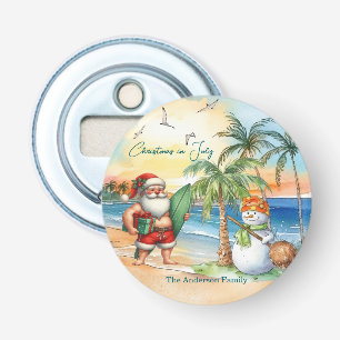 Summer Santa & Snowman Christmas in July Bottle Opener