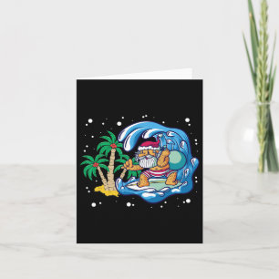 Summer Santa Surfing Beach Waves Christmas In July Card