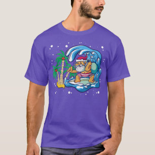 Summer Santa Surfing Beach Waves Christmas In July T-Shirt