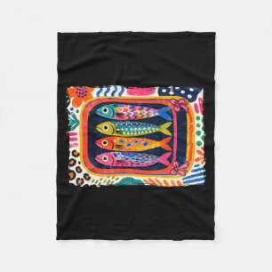 Summer Sardines Tinned Fish Coastal Aesthetic Fleece Blanket