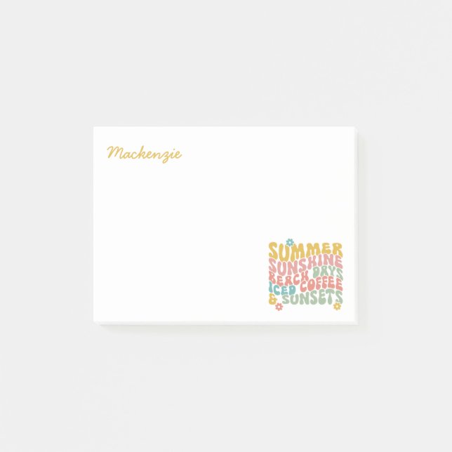 Summer Saying Retro Beach Iced Coffee Sunsets Post-it Notes (Front)