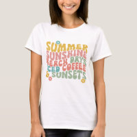 Summer Saying Retro Beach Iced Coffee Sunsets